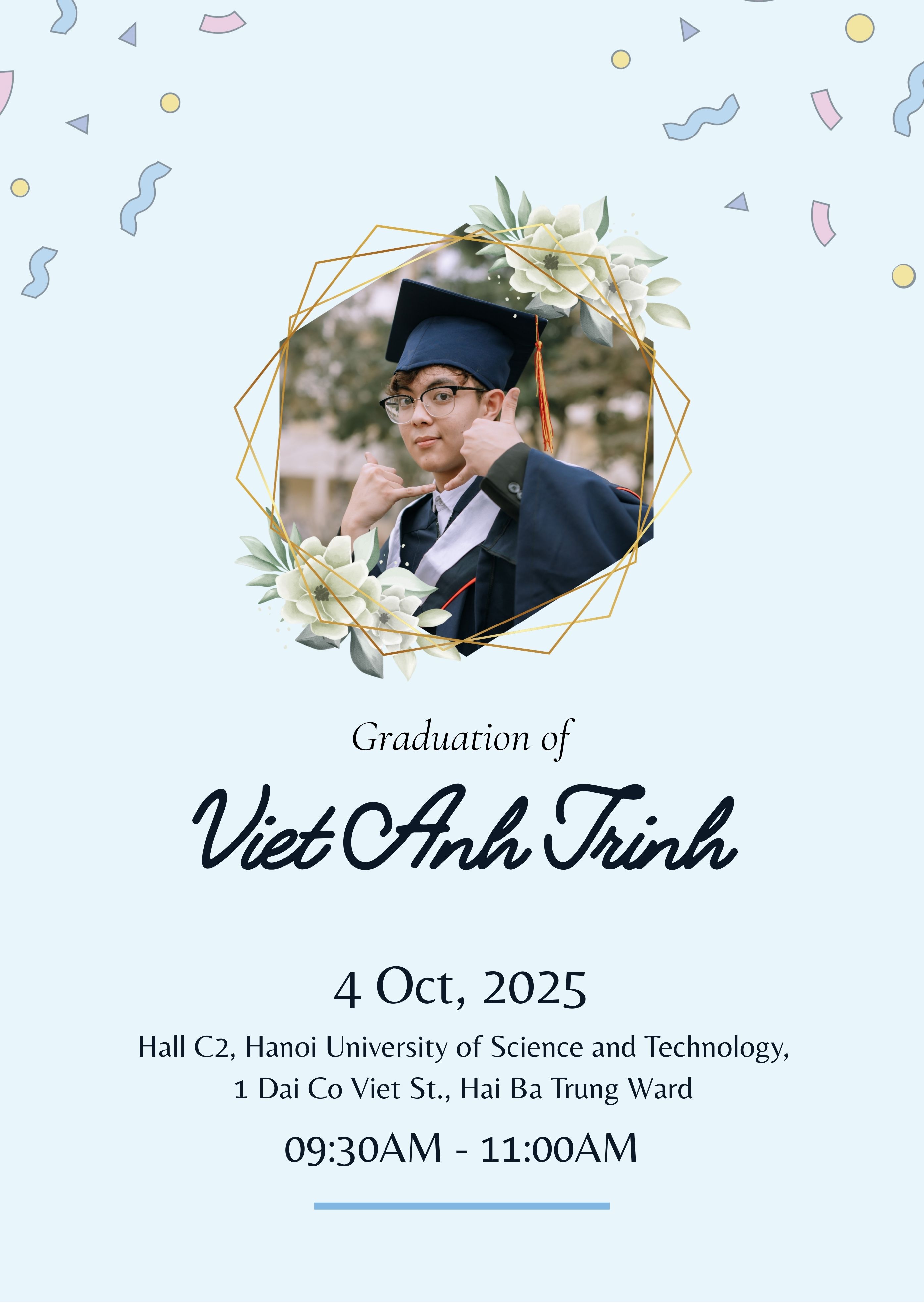 Mặt trước thiệp tốt nghiệp